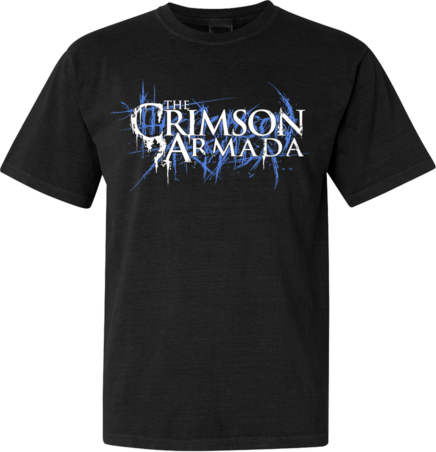 stacked logo tee (blue on black)